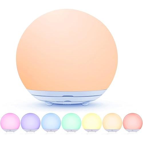 Night Light for Kids, USB Rechargeable LED Night Lights Table Lamp with Dimmable,Warm Light,7 Colors,Touch Control, 0.5/1hour Timer for Nursery, Baby,Bedroom and Outdoor Camping