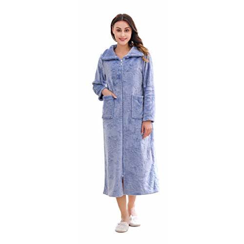 Richie House Women's Soft and Warm Fleece Robe with Zipper Size S-XL RHW2856