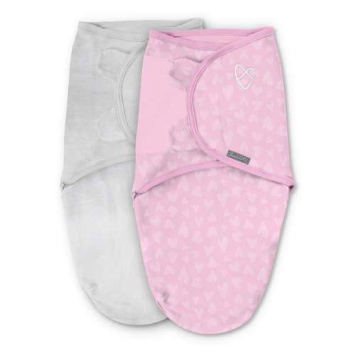 SwaddleMe by Ingenuity Velboa Original Swaddle - Pink Hearts, 2-Pack