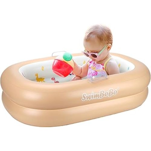 Swimbobo Inflatable Baby Bathtub – Soft, Portable Baby Bath for Infants and Toddlers, Easy to Inflate, Waterproof, Ideal for Home and Travel (Basic)