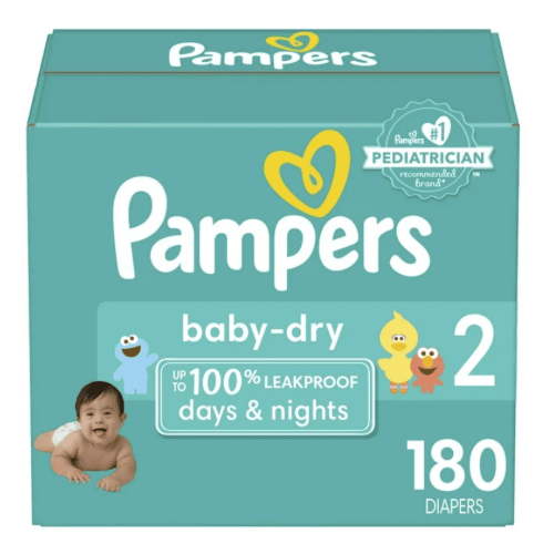 Pampers Baby-Dry Diapers Size 2, 180 Count