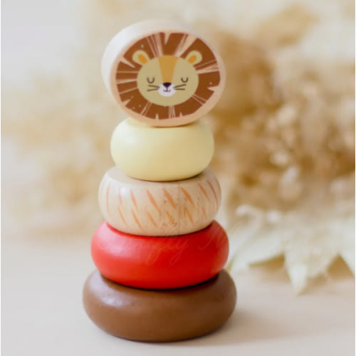 Wooden Jungle Ring Stacker Toy - Assorted