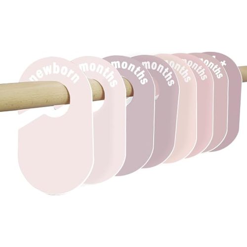 8 Pack Baby Closet Dividers – Pure Green Nursery Organizer for Baby Clothes 0-24 Months, Closet Size Markers, Baby Clothing Organizer for Nursery (blush)