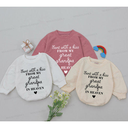 Sent with a Kiss from my Great Grandpa in Heaven Romper, Baby Shower Gift, Handpicked By Great Grandpa, Baby Announcement, Newborn For Girls