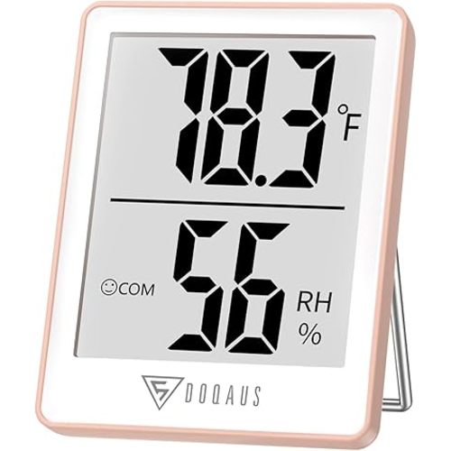 DOQAUS Indoor Thermometer for Home, Room Thermometer Humidity Meter with Temperature Humidity Sensor for Home, Bedroom, Baby Room, Office, Greenhouse, Cellar (Pink)