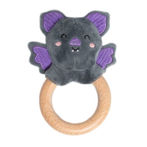 Pearhead Bat Plush Wooden Teether Baby Toy - 0m+