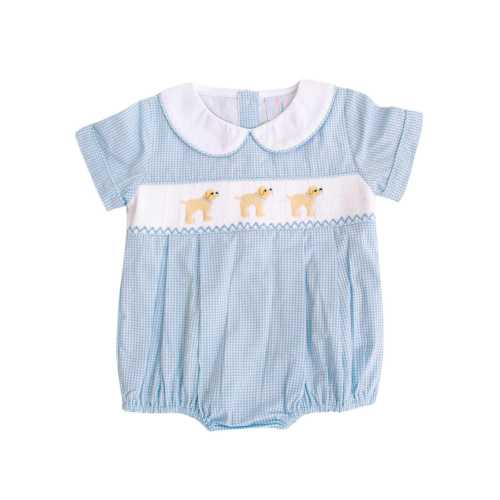 Puppy Blue Gingham Boy Bubble