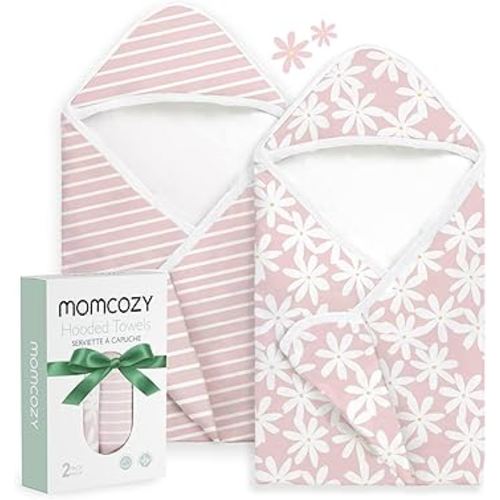 Momcozy Baby Towel with Hooded - Ultra Soft & Absorbent Large Bath Towel Set for Comfort & Gentle on Baby's Skin - Shower Gift & Bath Essential & Baby Registry Search for Newborn,Infant,Toddler,Kids