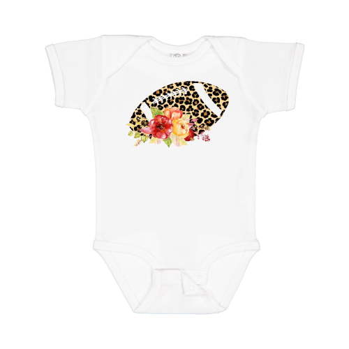 Inktastic Football with Flowers and Leopard Spots Boys or Girls Baby Bodysuit