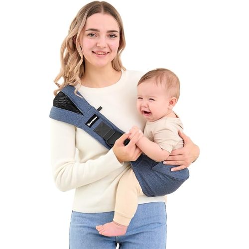 Toddler Sling Carrier - Premium Cotton, Expandable & Ergonomic, One Size Fits All, Ideal for 6-48 Months (11-44 lbs), Compact & Easy to Use, Blue
