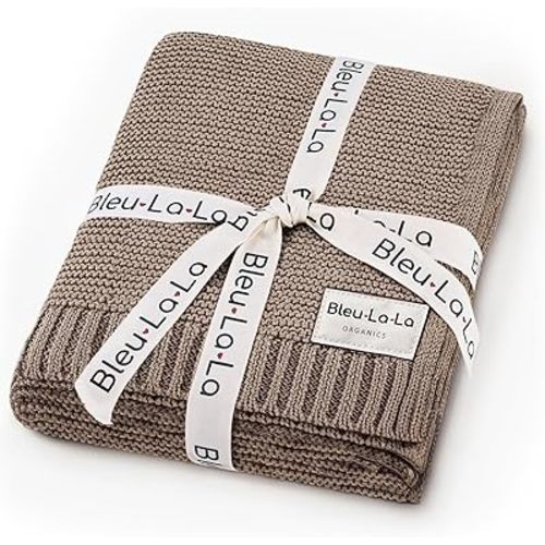 Organic Cotton Baby Swaddle Blanket - 100% Luxury Organic Cotton Knit Receiving Blanket - Soft Warm Unisex Shower Crib Blankets for Newborns Infants Boys & Girls (0-2Yrs - Milk Chocolate)