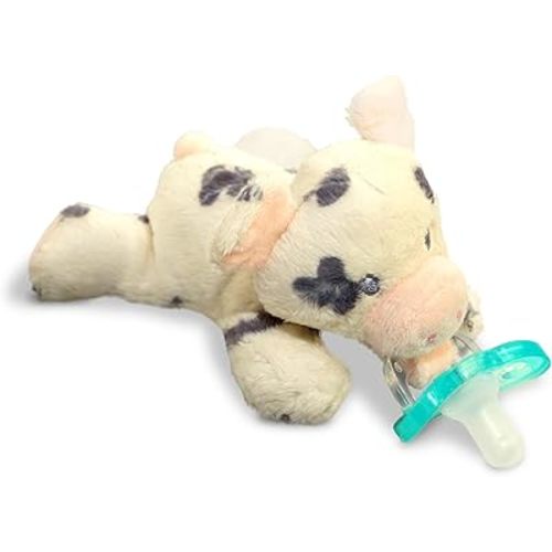 RaZbaby Pig RaZbuddy Stuffed Animal Pacifier Holder for Newborns & Up, Made in The USA, Detachable Orthodontic JollyPop Pacifier, Medical-Grade 100% BPA-Free Silicone, Baby Shower - 0 Months+