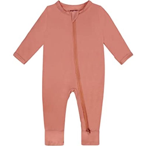 GUISBY Bamboo Baby Rompers , Footless Pajamas 2 Way Zipper Long Sleeve Sleeper