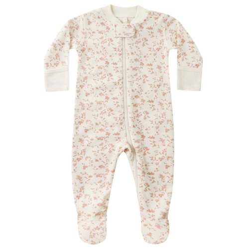 Quincy Mae - Organic Long Sleeve Zipper Footie - French Garden