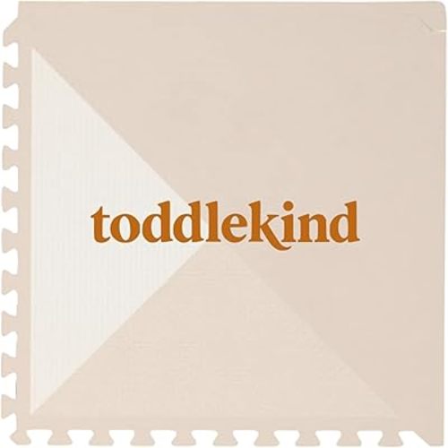 Toddlekind Playmat - Premium Foam Playmat, 4 x 6 feet, 6 Tile Extra Thick Foam Floor Puzzle Mat for Babies/Toddlers Stylish, Non-Toxic, Odorless. Perfect for Tummy Time, Crawling, and Play. Ideal for Nursery and Playroom. 0m+ (Golden Beige)