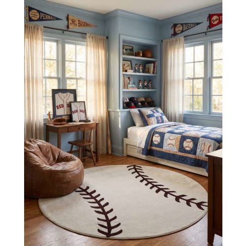 Ivory 7' 10 x 7' 10 Sports Washable Round Rug | Rugs.com