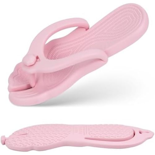 Rosoz Flip Flops for Women Men Foldable Travel Slippers Lightweight Shower Shoes Non-Slip Quick-Dry Bathroom Camp Beach Sandals