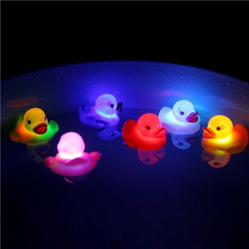 6Pcs/Set Cute LED Flashing Light Floating Duck Bath Tub Shower Rubber Toy for Kids