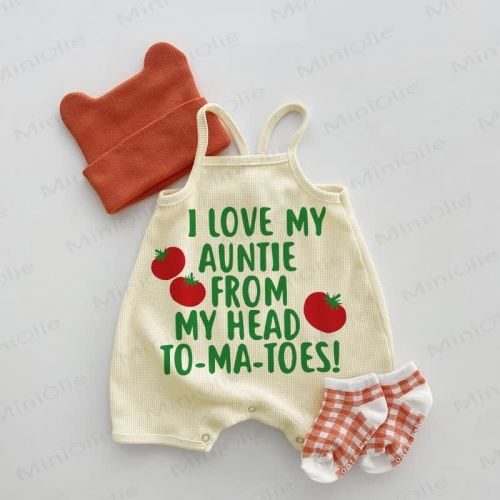 I LOVE MY AUNTIE FROM MY HEAD Baby Waffle Suspenders Romper