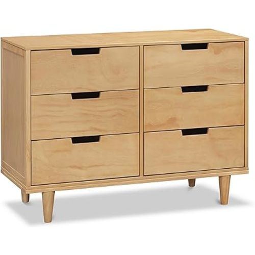 DaVinci Marley 6 Drawer Double Dresser in White and Natural, GREENGUARD Gold Certified