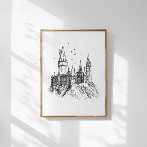 Wizard Wall Art, Castle Wall Art, Wizard School, Magic Wall Prints, Neutral Nursery, Fan Decor, Whimsical Art Print, Neutral Nursery