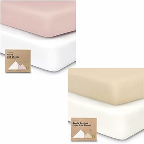 KeaBabies 2-Pack Organic Crib Sheets for Boys, Girls and 2-Pack Crib Sheets for Boys, Girls - Jersey Fitted Crib Sheet - Organic Baby Crib Sheets Neutral - Baby Crib Sheets Neutral