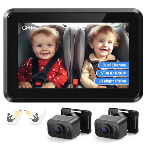 Itomoro Baby Car Mirror,HD Dual Channel with 2 IR Night Vision Camera, 5 Mins Easy Installation Baby Car Mirror Clear Car Baby Camera for Rear Facing Seat Backseat