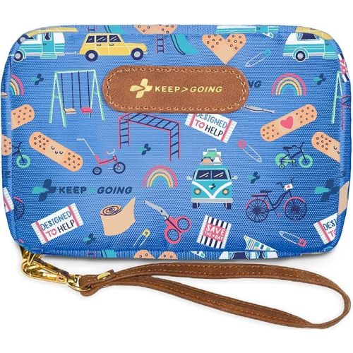 KeepGoing Kids First Aid Kit - 130 Pc. Kit for Car, Home, Purse & Diaper Bag - Latex-Free Bandages - TSA-Approved Travel Size - Signature