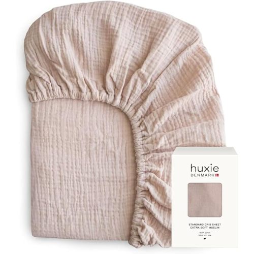 Crib Sheets – Organic Cotton Muslin Fitted Crib Sheet – Standard Size for Baby Boy and Baby Girl 28" x 52" Ultra-Soft and Breathable. (Blush)