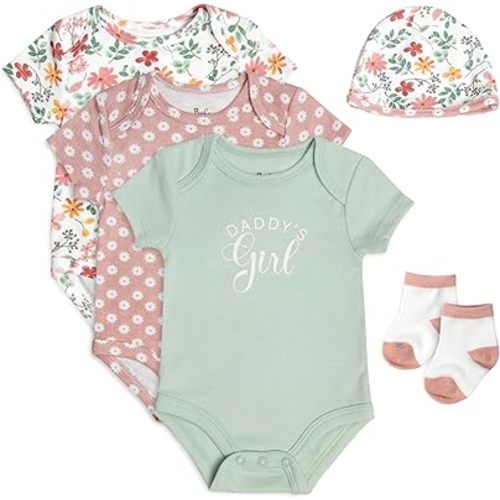Baby Essentials Baby Girls 5 Piece Bodysuit Set