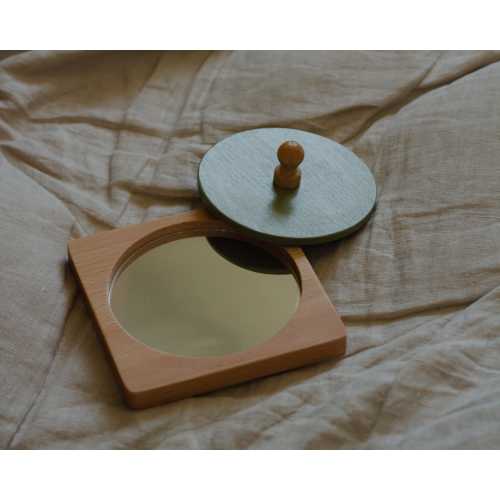 Montessori toys Mirror Puzzle Baby Peekaboo Knob Puzzles Infant Mirror Toy Wooden Geometric Shape Circle Puzzle Sensory Toys Gifts for Kids