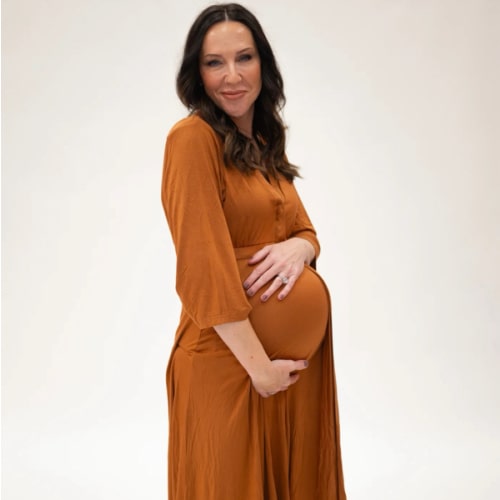 Lila Labor & Postpartum Gown in Burnt Orange