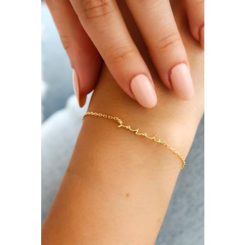 14K Gold Name Bracelet,Personalized Name Bracelet,Dainty Layering Bracelet,Custom Name Jewelry,Gift for Mom,LVK04