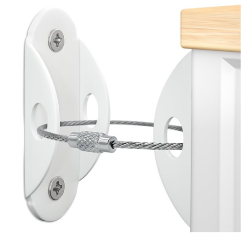 Furniture Anchors (10 Pack) for Baby Proofing, Furniture Straps Anti Tip Furniture Anchor Securing 400 lbs/Keep Baby Pet Safety from Falling Furniture, Metal White Earthquake Straps