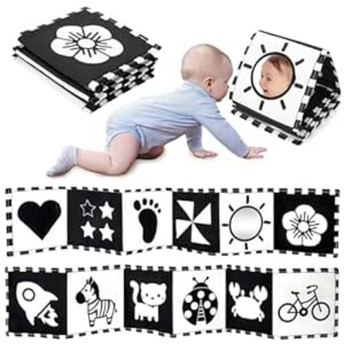 Amazon.com : Black and White Baby Toys 0-3 Months, High Contrast Newborn Toys 0-3 Months Brain Development, Tummy Time Toys, Soft Baby Book, Infant Toys 0-6-12 Months Visual Stimulation Montessori Toy Gift : Toys & Games