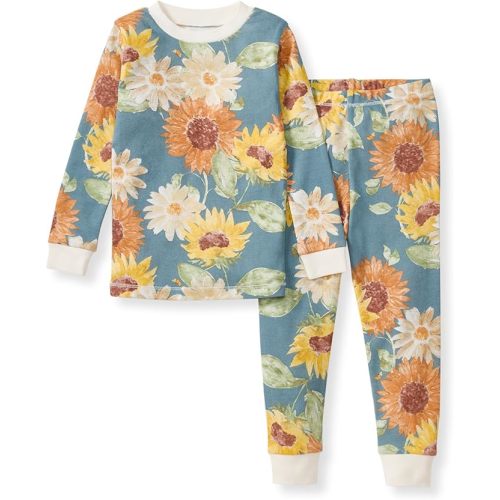 Burt's Bees Baby Girls' Pajamas, 2-Piece Long Sleeve Tee and Pants Organic Cotton PJ Set