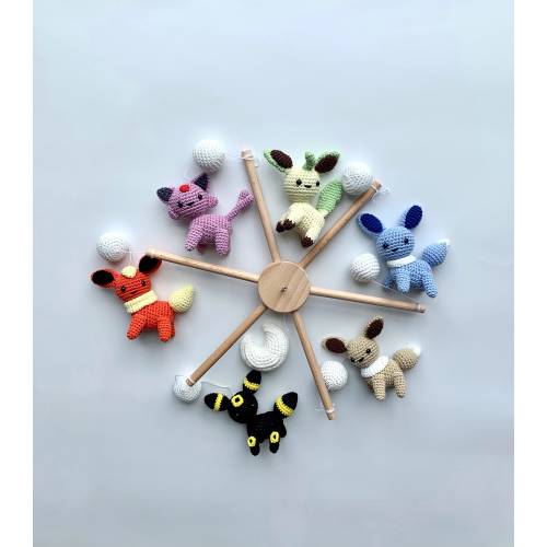 Crochet Characters baby mobile, handmade baby nursery, baby mobile crib, baby shower gift