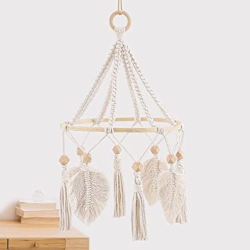 Crib Mobile,Boho Baby Mobile,Mobile for Crib,Neutral Baby Crib Mobile,Boho Nursery Decor,Handmade Tassel Mobile,Boho Crib Mobile Kids Room Nursery Decor（Wooden Bead Tassel）