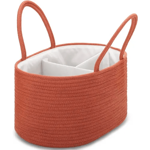 COMSE Large Diaper Caddy Organizer for Girl Boy, Baby Caddy, Car Diaper Caddy with Handles, Cotton Rope Diaper Basket, Baby Shower Gifts Newborn Essentials Registry Must Have, Autumn Glaze