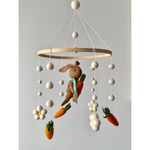 Bunny mobile/ felt baby mobile girl/ woodland mobile/ felt mobile/ nursery mobile/ flower mobile/ Peter rabbit mobile/ baby crib Mobile boy