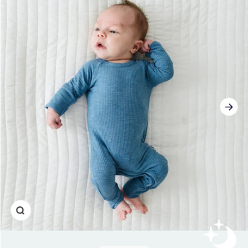 Heather Blue Ribbed Crescent Zippy - Little Sleepies