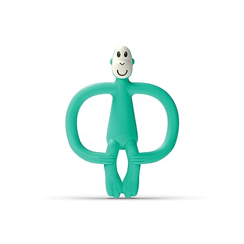 Matchstick Monkey Animal Silicone Teether for Baby 3 Months+, Easy to Hold & Naturally Fits in Mouth, BPA-Free Food Grade w/BioCote Protection, Stimulates & Massages Sore Gums, Green Monkey