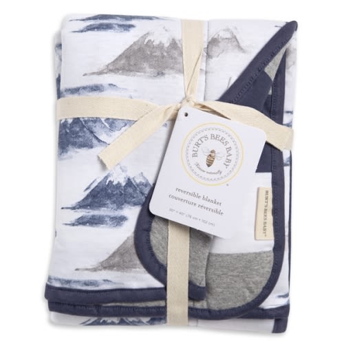 Watercolor Mountains Organic Cotton Reversible Soft Baby Blanket