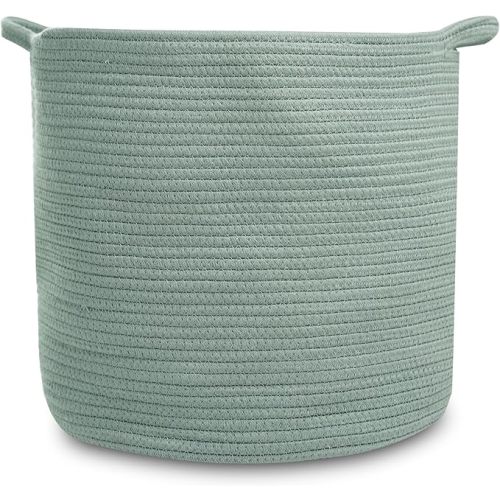 Natemia Large Woven Storage Basket (15" x 15" x 14") - Baby & Toy Organizer, Blanket Basket, Perfect Baby Registry Gift