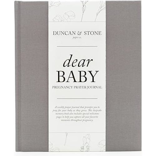 Dear Baby Pregnancy Prayer Journal (Gray, 110 Pages) - Christian Pregnancy Journal For Milestones - Pregnancy Memory Book - Gifts For Expecting Moms