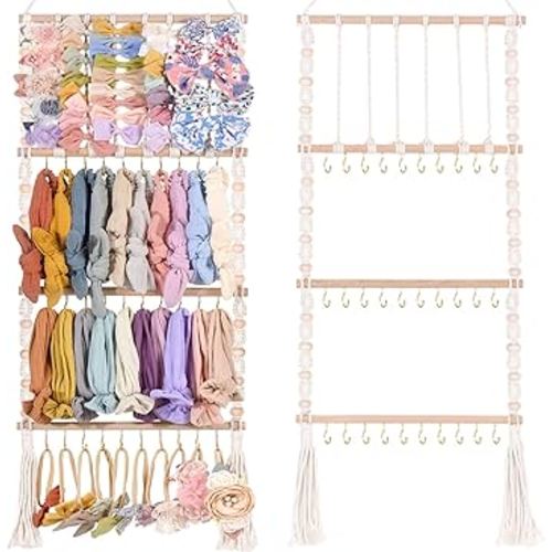 VISATOR Headband Holder Bows Organizer For Girls Hair Bows Holder Baby Headband Hair Accessories Organizer For Baby Girls Bow Hanger Storage For Girls Hair Bows For Toddler Girls Room Wall Decor(W3)