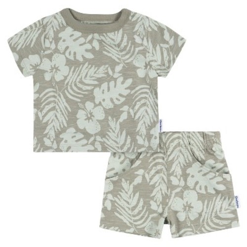 Gerber Baby Boys' T-shirt and Shorts - Tropical Leaves - 12 Months - 2-Piece