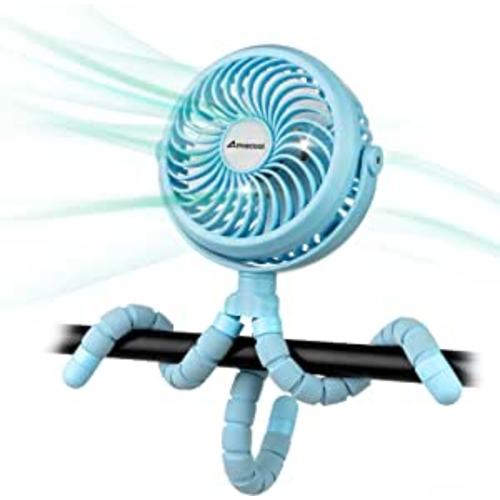 Amazon.com: Battery Operated Stroller Fan Flexible Tripod Clip On Fan with 3 Speeds and Rotatable Handheld Personal Fan for Car Seat Crib Bike Treadmill (Blue) : Baby