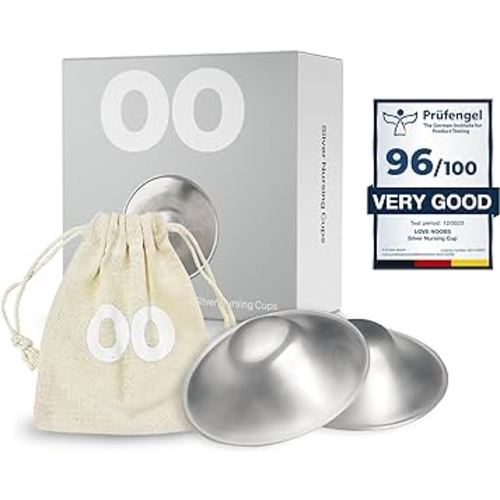 The Original Silver Nursing Cups, LoveNoobs Silver Nipple Covers Breastfeeding, Regular Nipple Shields for Nursing Newborn, Post Partum Recovery, Baby Essentials, Silver Nipple Shield, Nickel-Free