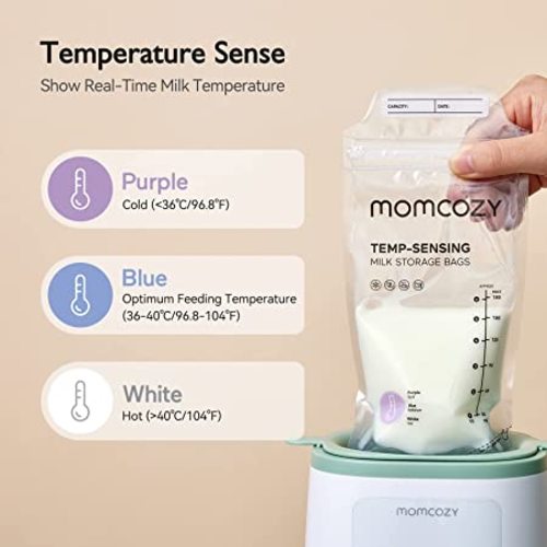 Momcozy Breastmilk Storing Bags, Temp-Sensing Discoloration Milk Storing Bags for Breastfeeding, Disposable Milk Storage Bag with 6 Ounce Self Standing, No-Leak Milk Freezer Storage Pouches, 120pcs - 120 Count